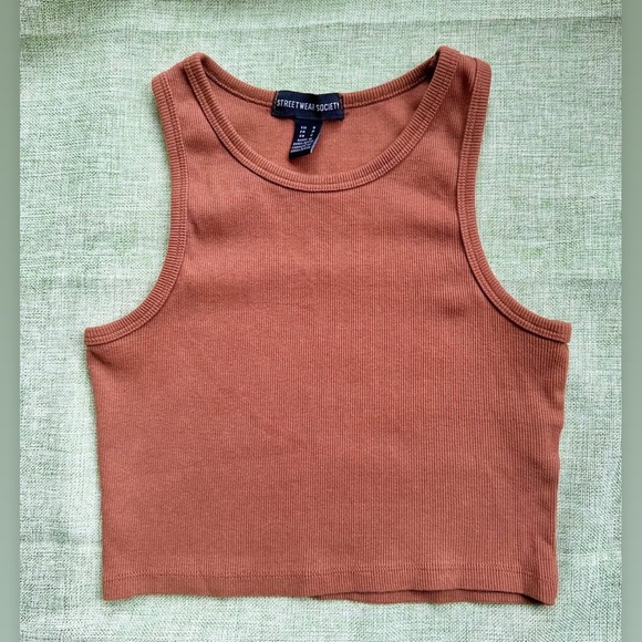 Streetwear Society Tops - Brown Ribbed Tank Top